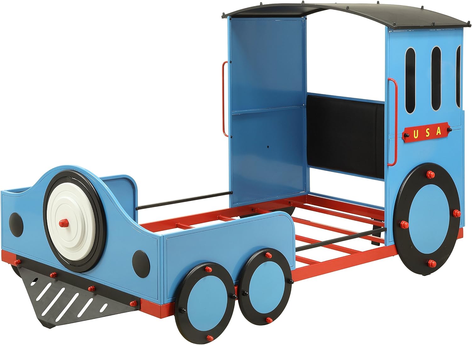 This is an excellent construction and a very attractive design of a train and my 2.5 years old daughter loved it! I purchased the Zinus Annemarie Solid Wood Bed Support Slats / Fabric-Covered / Bunkie Board, Twin https://www.amazon.com/gp/product/B07DGMN612/ref=ppx_yo_dt_b_search_asin_titleie=UTF8&psc=1 which I also loved and fit perfectly in the bed and make the base extermely sturdy to carry the mattress and a jumping kid. I can not say enough good things about the great instructions and the 