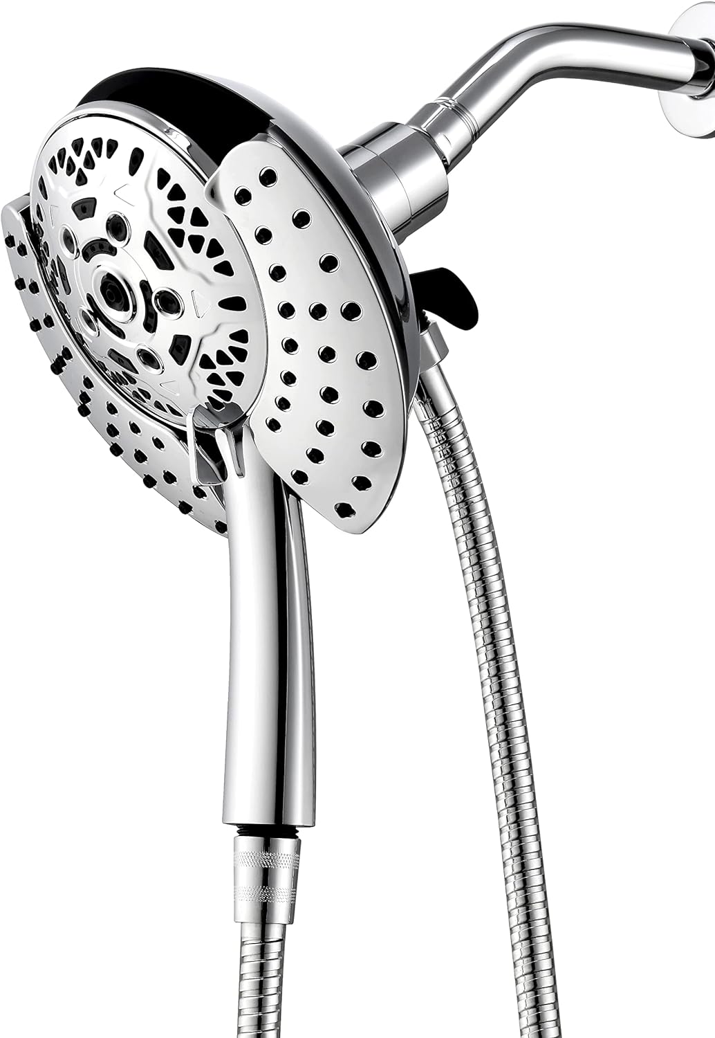 Shower Head with Handheld High Pressure: INAVAMZ Hand Held Shower Head & Rain Shower Head 2-IN-1 Shower Head with 59 Rotatable Stainless Steel Hose, Meet cUPC and CEC Certification