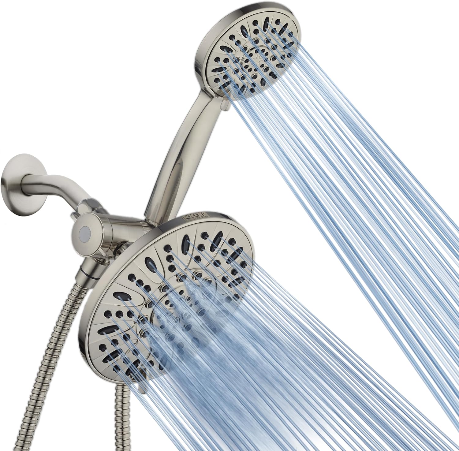 AquaDance 7 Premium High Pressure 3-Way Rainfall Combo with Stainless Steel Hose  Enjoy Luxurious 6-setting Rain Shower Head and Hand Held Shower Separately or Together  Brushed Nickel Finish