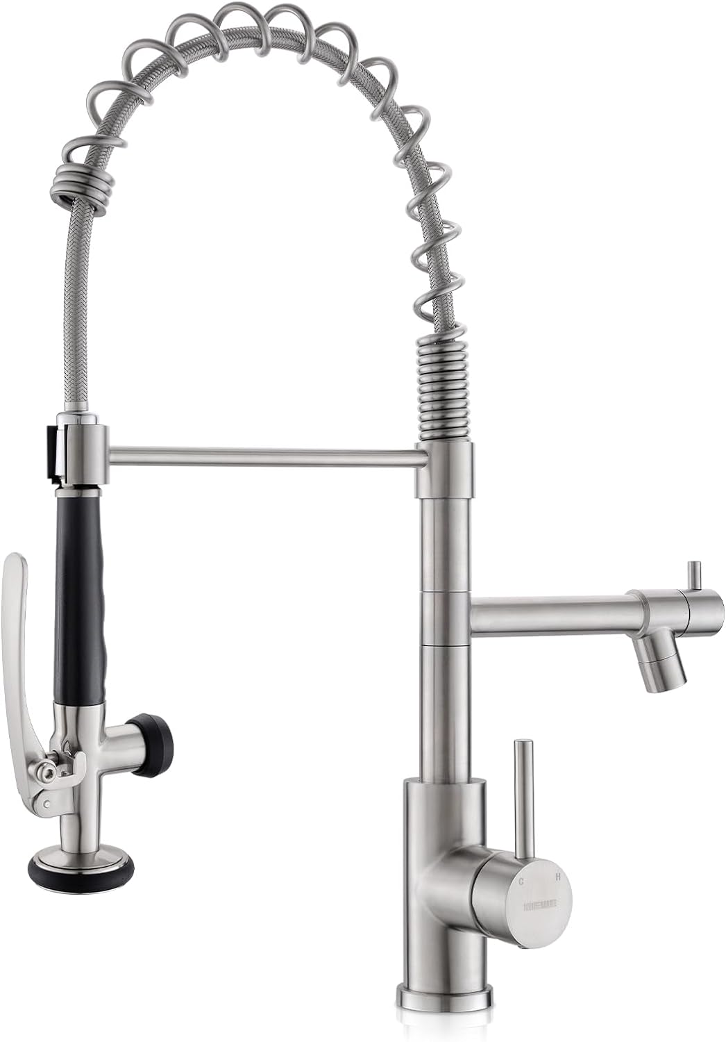 WEWE Kitchen Faucet with Pull Down Sprayer, Kitchen Sink Faucet with Pot Filler Single Handle Commercial High Arc Stainless Steel Brushed Nickel for Bar Laundry RV Utility Sink