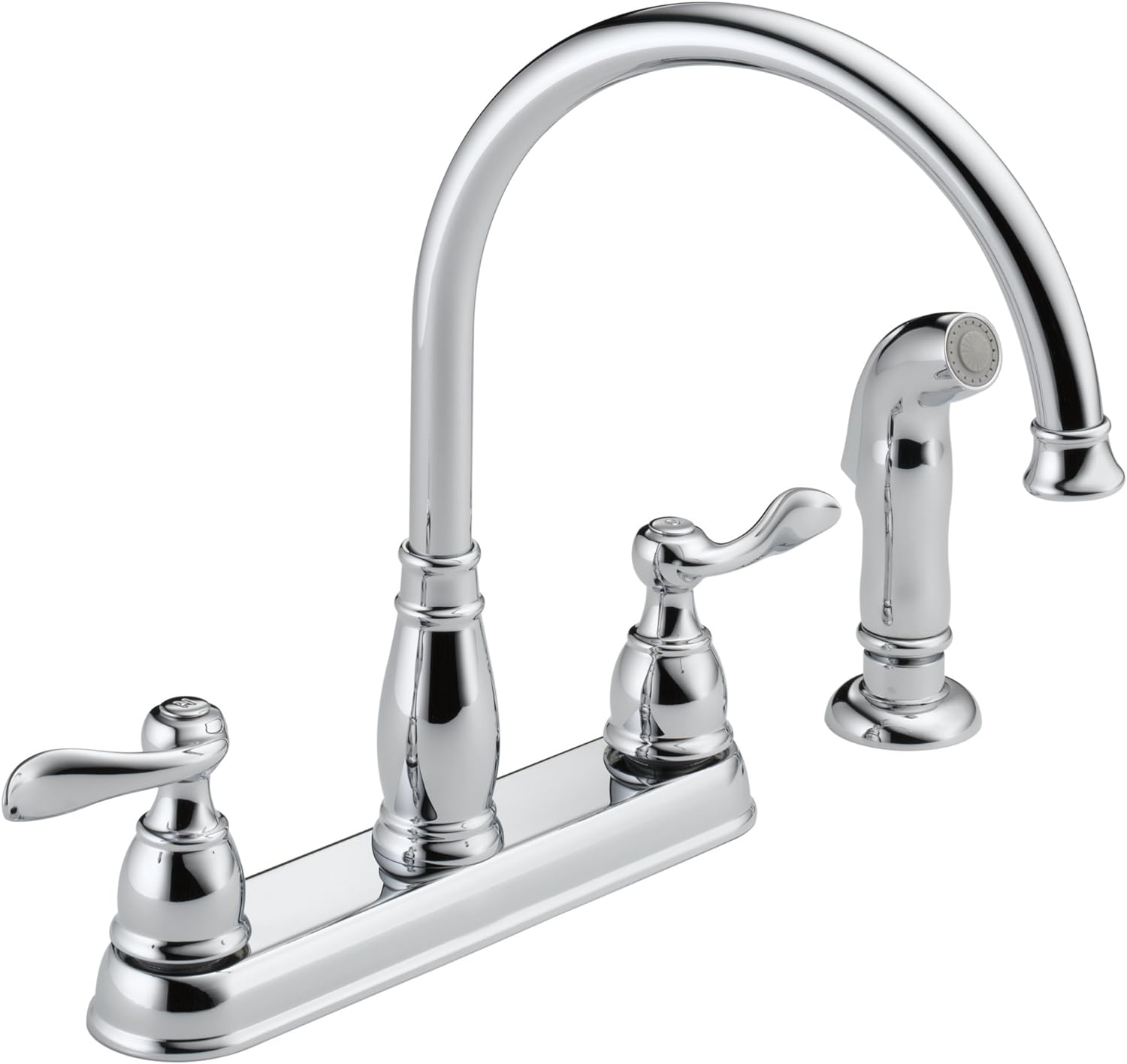 Delta Faucet Windemere 2-Handle Kitchen Sink Faucet with Side Sprayer in Matching Finish, Chrome 21996LF