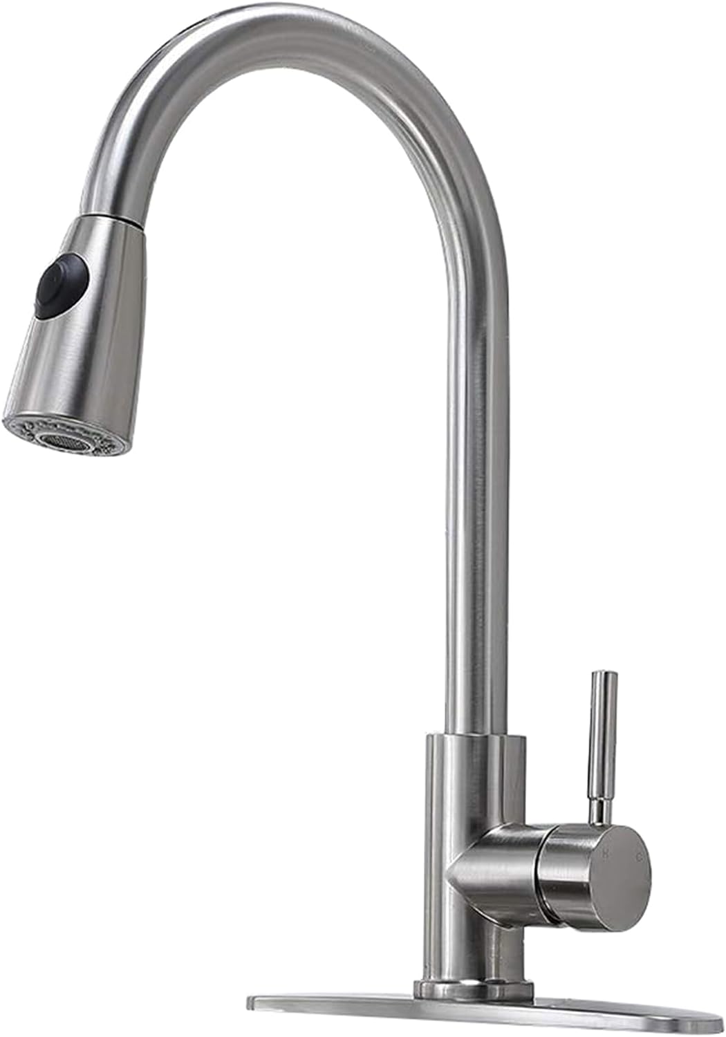 Kitchen Faucet with Pull Down Sprayers, Brushed Nickel Kitchen Faucets, Modern Pull Out Stainless Steel Kitchen Sink Faucet Single Handle Faucet Swivel Spout with Deck Plate