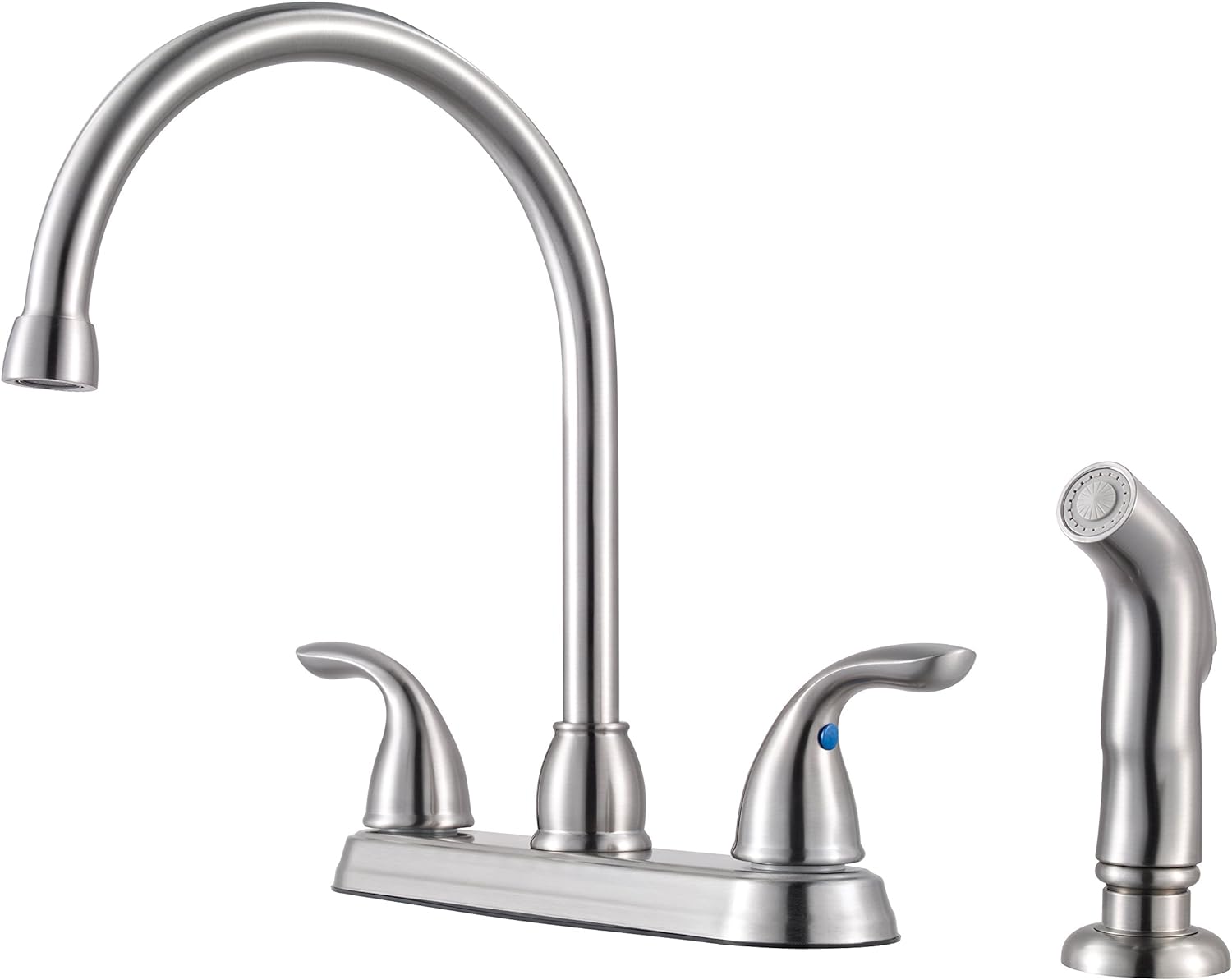 Pfister Pfirst Series Kitchen Sink Faucet with Side Sprayer, 2-Handle, High Arc, Stainless Steel Finish, G136500S