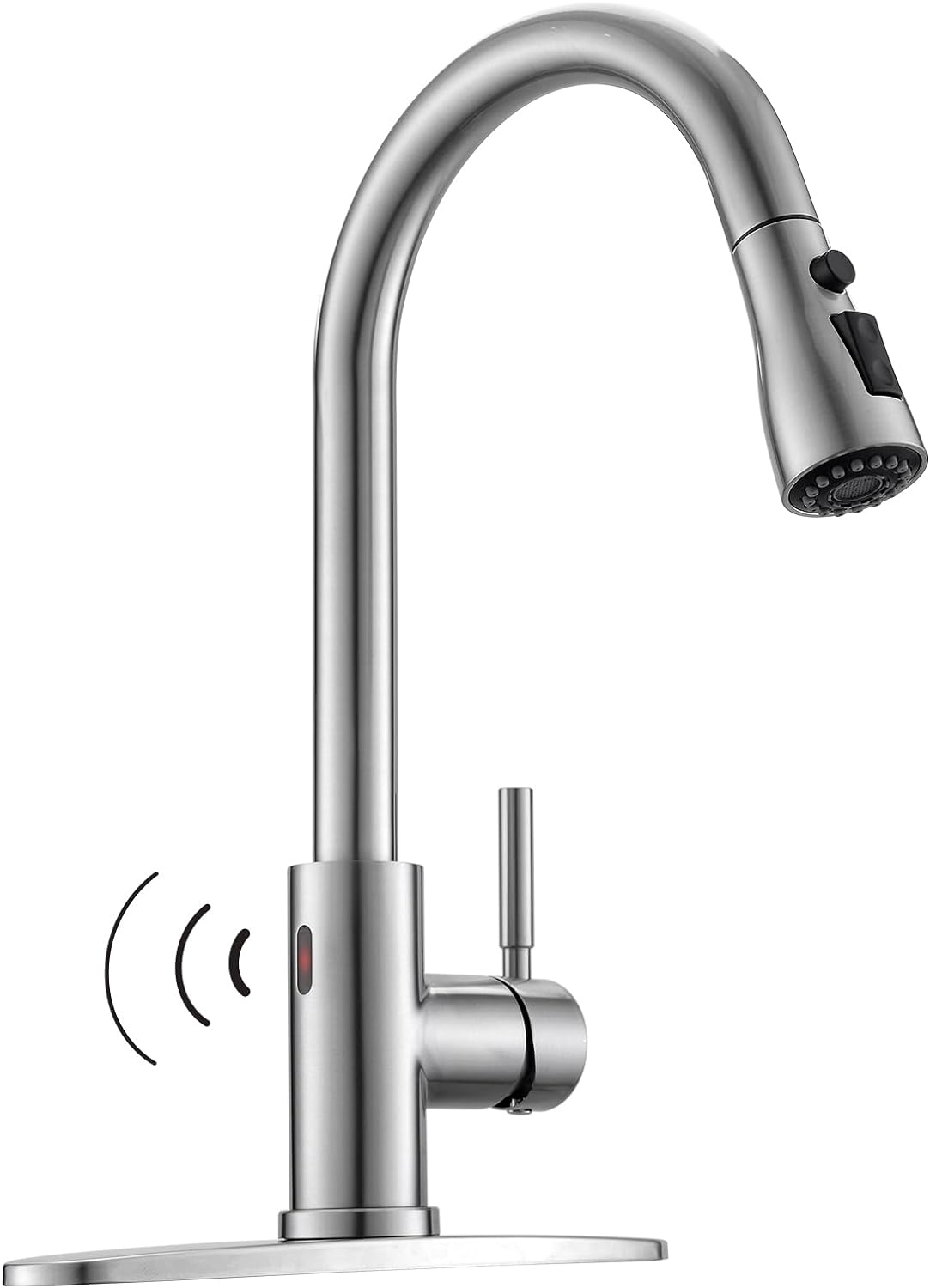 WEWE Touchless Kitchen Faucet with Pull Down Sprayer - Single Handle Kitchen Faucets Smart Motion Sensor Stainless Steel Brushed Nickel Sink Faucet