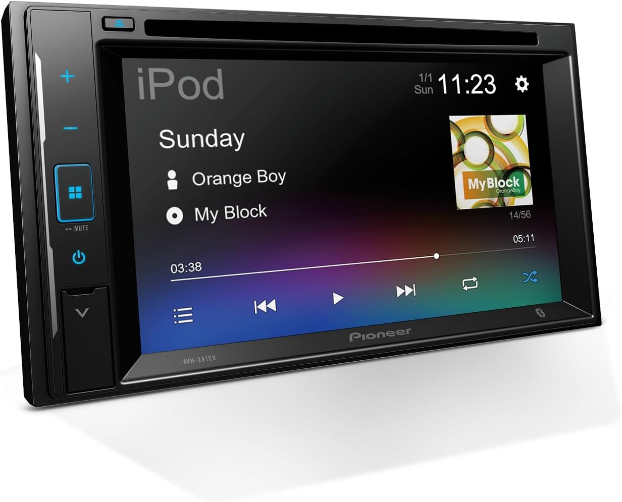 Pioneer AVH-241EX Double-Din CD/DVD Receiver, with Amazon Alexa via The Pioneer Vozsis App, Bluetooth and Backup Camera Compatibility, 6.2 Resistive Touchscreen