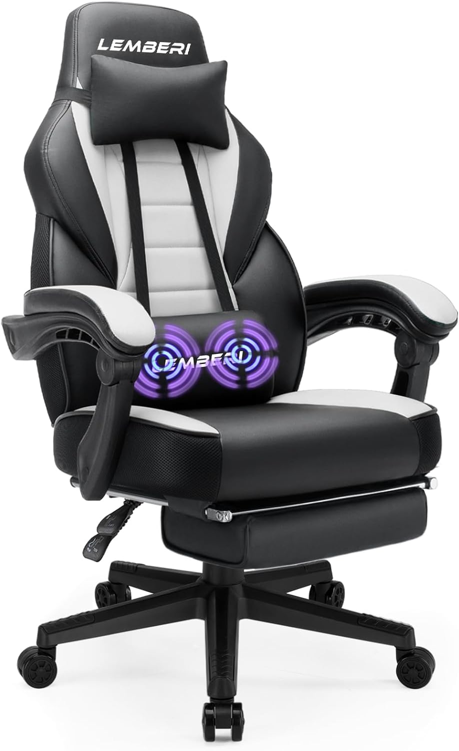 LEMBERI Gaming Chairs with Footrest,Ergonomic Video Game Chairs for Adults,Big and Tall Gaming Chair 400lb Weight Capacity, Racing Style Gaming Computer Gamer Chair with Headrest and Lumbar Support