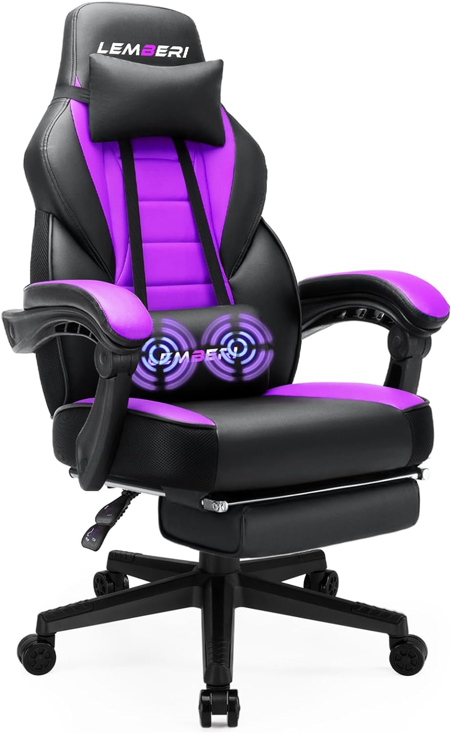 LEMBERI Gaming Chairs for Adults,Ergonomic Video Game Chairs with footrest,Big and Tall Gaming Chair 400lb Weight Capacity, Racing Style Gaming Computer Gamer Chair with Headrest and Lumbar Support