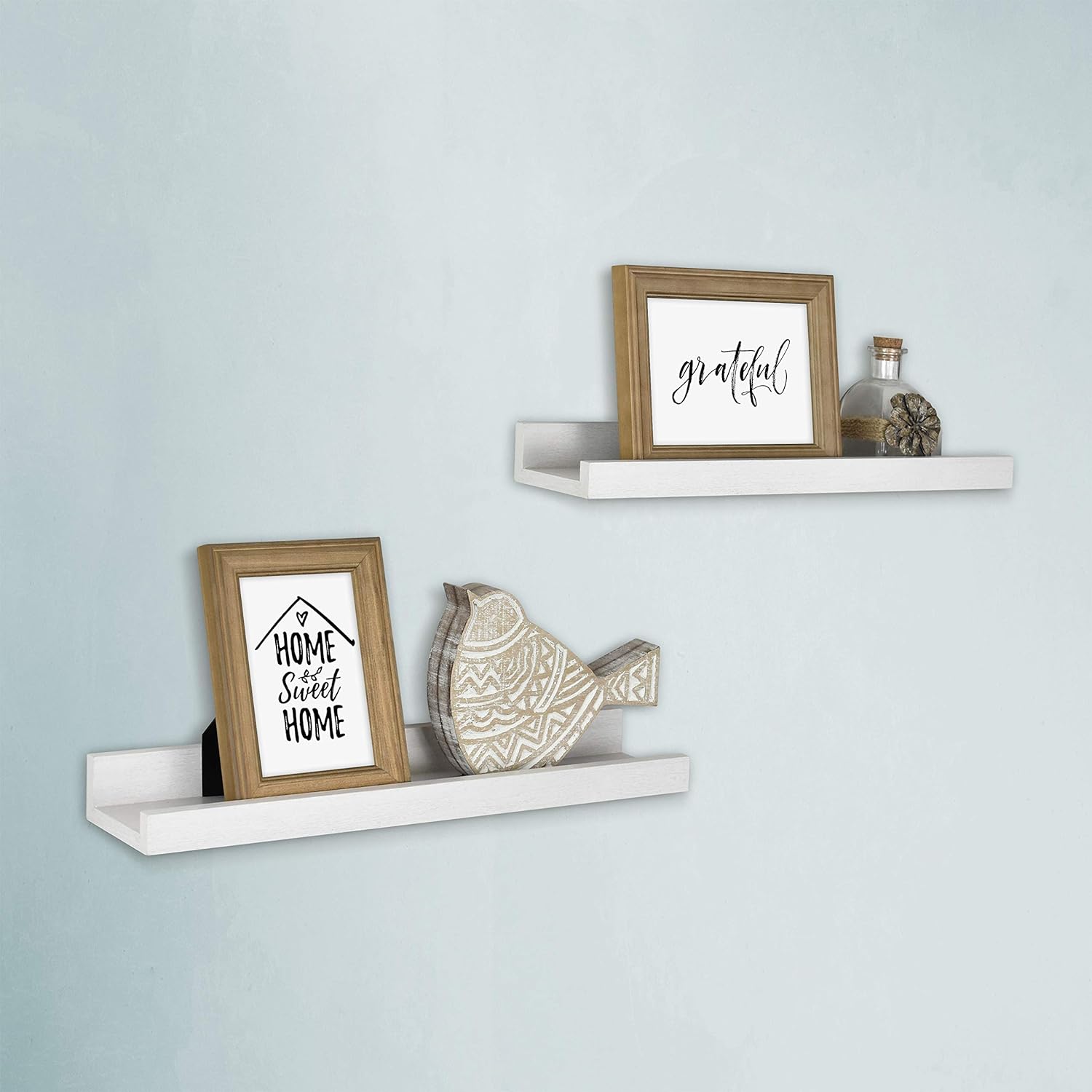 These shelves are so well made and easy to hang. They look great! They were the perfect touch for an area that was a little difficult to decorate. I'm planning to buy more for a couple of other spots in our house.