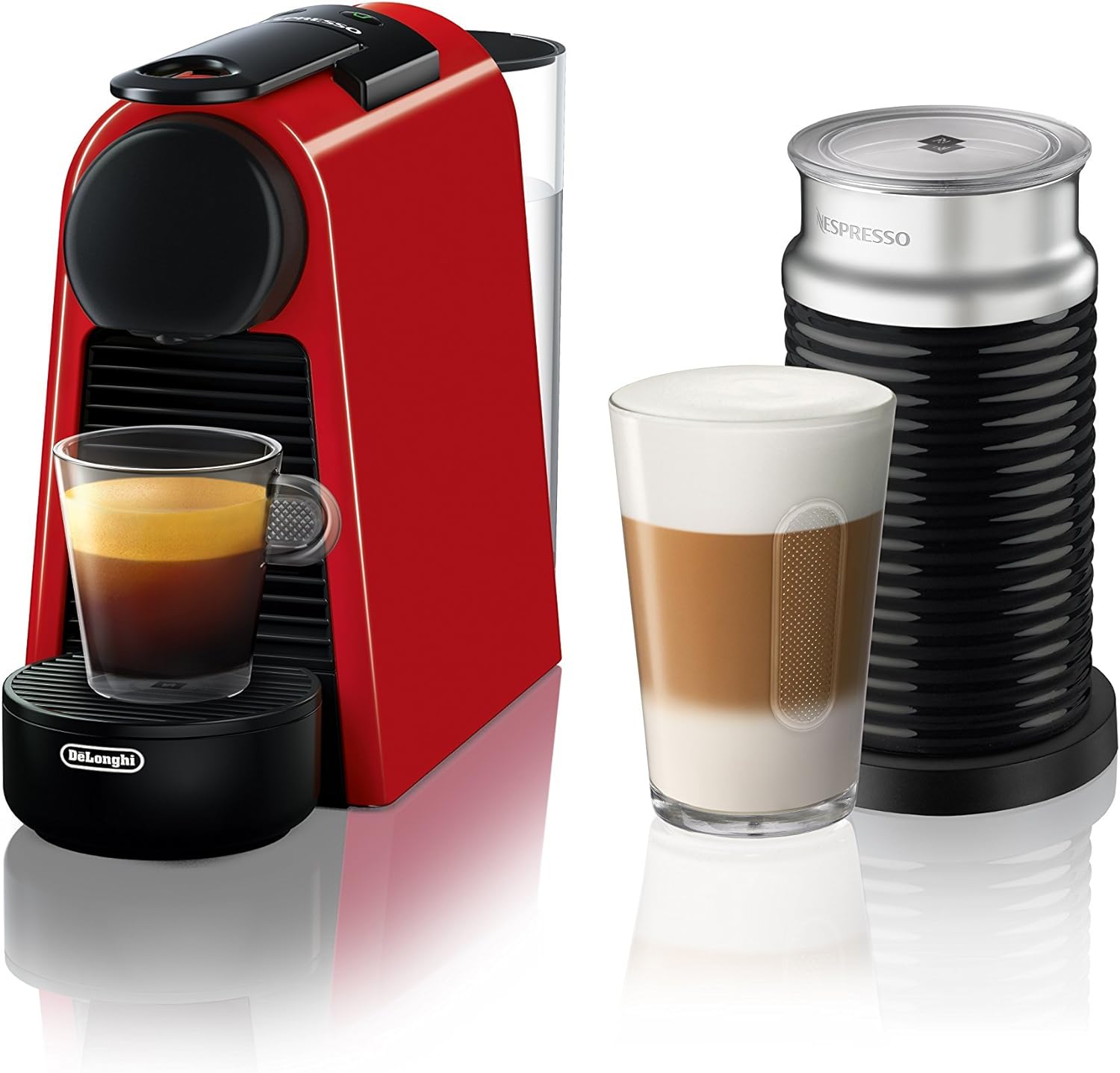 Nespresso Essenza Mini Espresso Machine by De'Longhi with Milk Frother, 20.3 ounces, Red