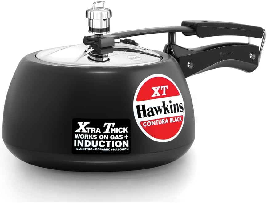 Hawkins CXT30 Contura Hard Anodized Induction Compatible Extra Thick Base Pressure Cooker, Black, 3L, 3 L