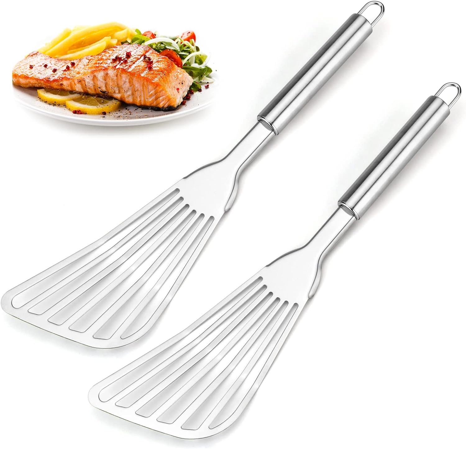 These are used to fry fish and flip pancakes cooked in the skillet. They have not scratched my pans yet. Works very well.