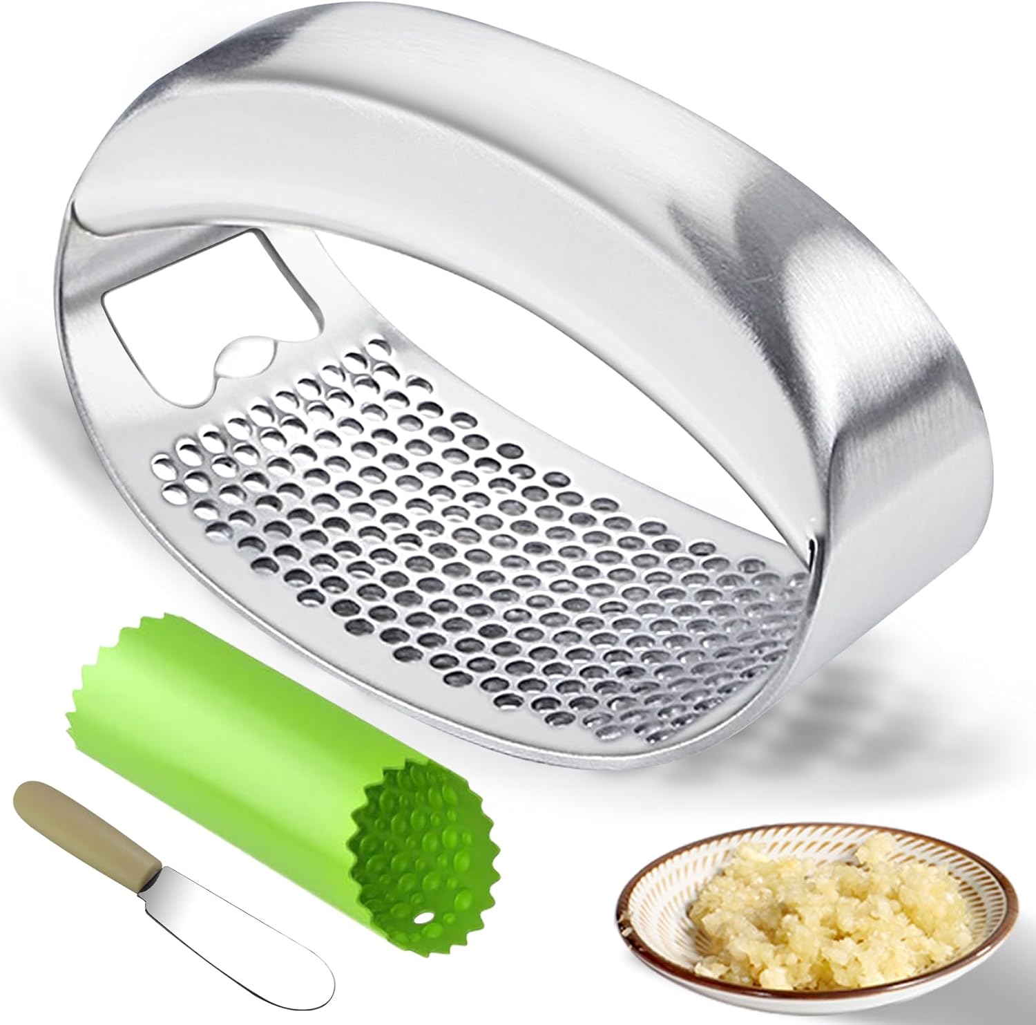 I actually love this garlic press. So much more convenient and a lot easier to clean than those small handheld crush type of garlic presses. Those are hard to clean and basically do one clove at a time. With this one just put down as many cloves as you want and go to town! It is smaller than I expected but that ended up being a good thing as was so easy to handle. And after using it I found that the size was just perfect for having a great feel while pressing the garlic. I VERY highly recommend 