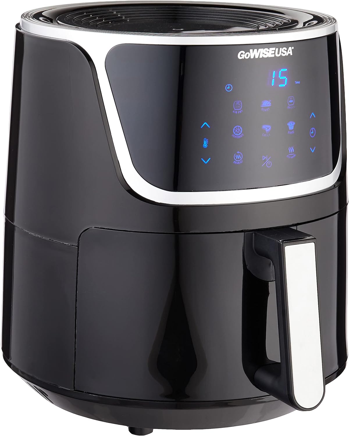 GoWISE USA GW22956 7-Quart Electric Air Fryer with Dehydrator & 3 Stackable Racks, Led Digital Touchscreen with 8 Functions   Recipes, 7.0-Qt, Black/Silver