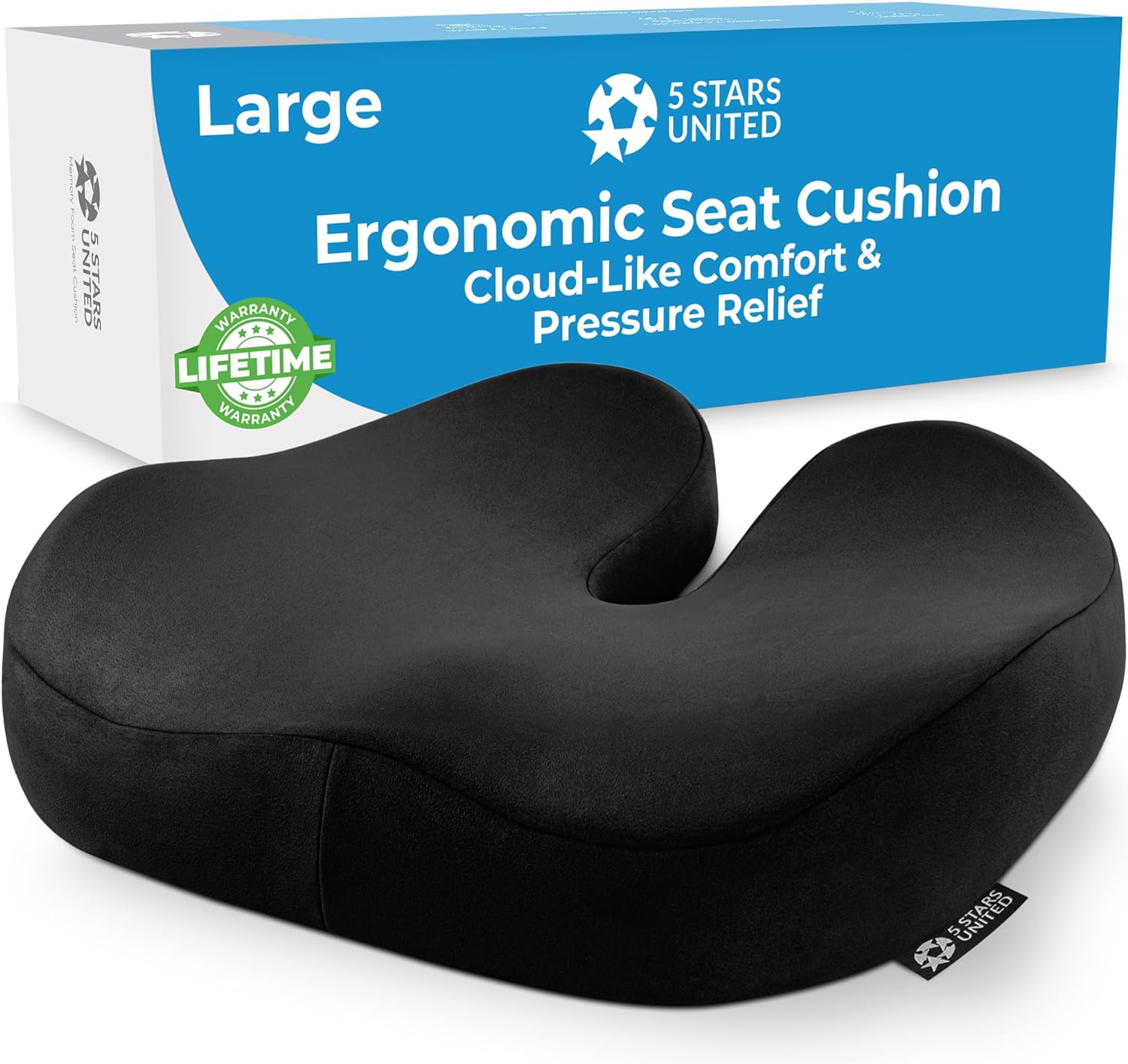 Seat Cushion for Office Chair - Tailbone Pressure Relief Cushion - Coccyx, Lower Back, Hip, Butt, Sciatica Pain Relief Pillow - Memory Foam Chair Cushions for Desk Chairs, Car Seats, Wheelchairs