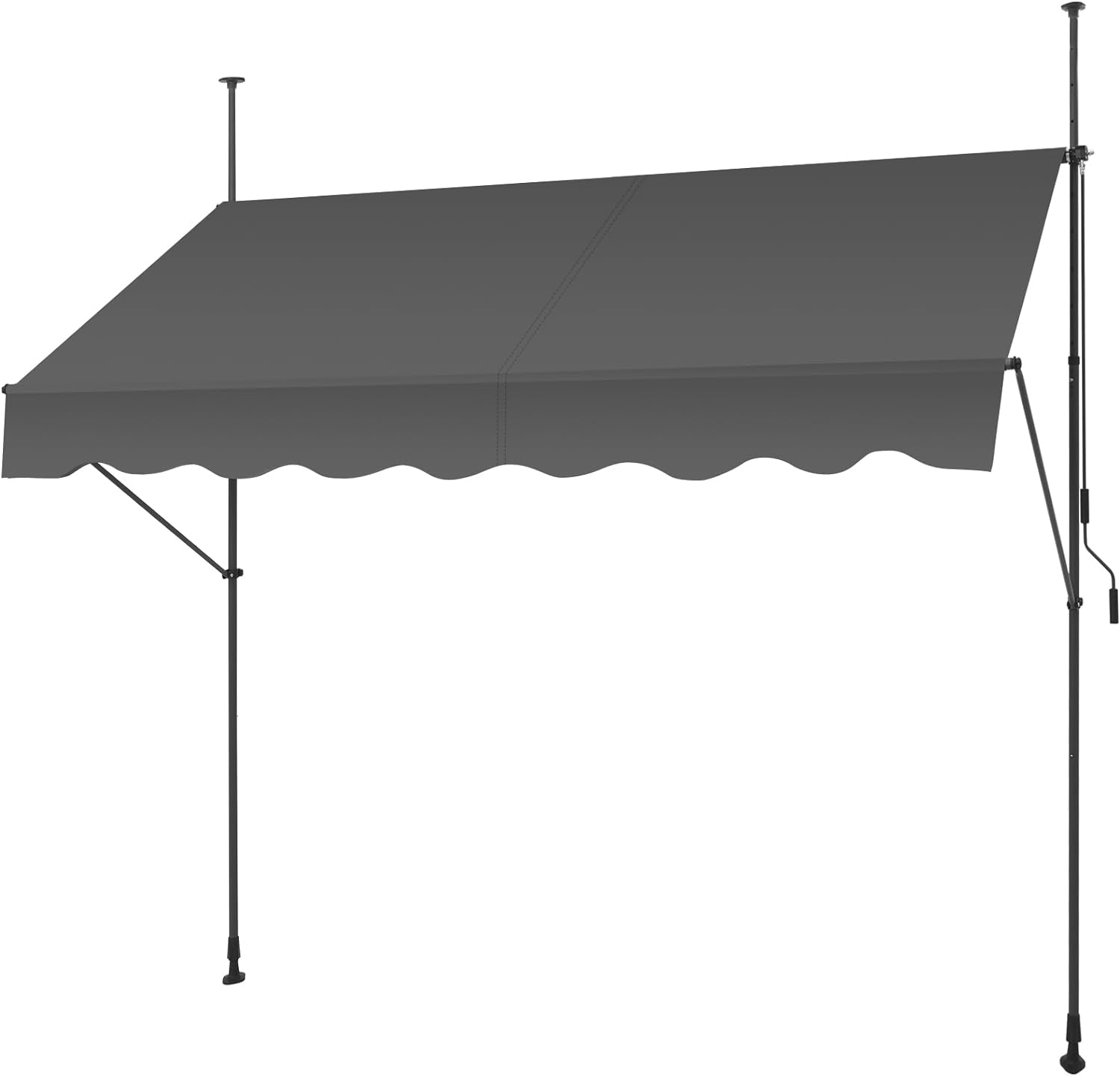 SMONTER Manual Retractable Awning, 118 Non-Screw Outdoor Patio Awning Sunshade Shelter, Height Adjustable Sunshade Patio Door Window Awning Canopy for Backyard, Garden, Balcony, Gray