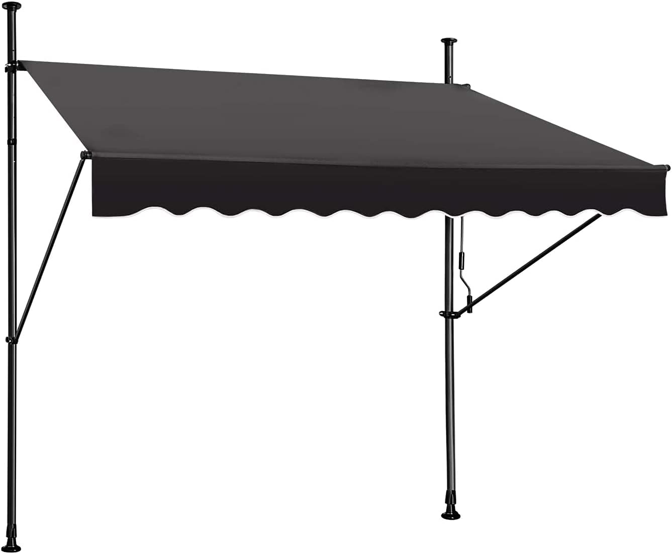 Manual Retractable Awning  157 Non-Screw Outdoor Sun Shade  Adjustable Pergola Shade Cover with UV Protection  100% Polyester Made Outdoor Canopy  Ideal for Any Window or Door