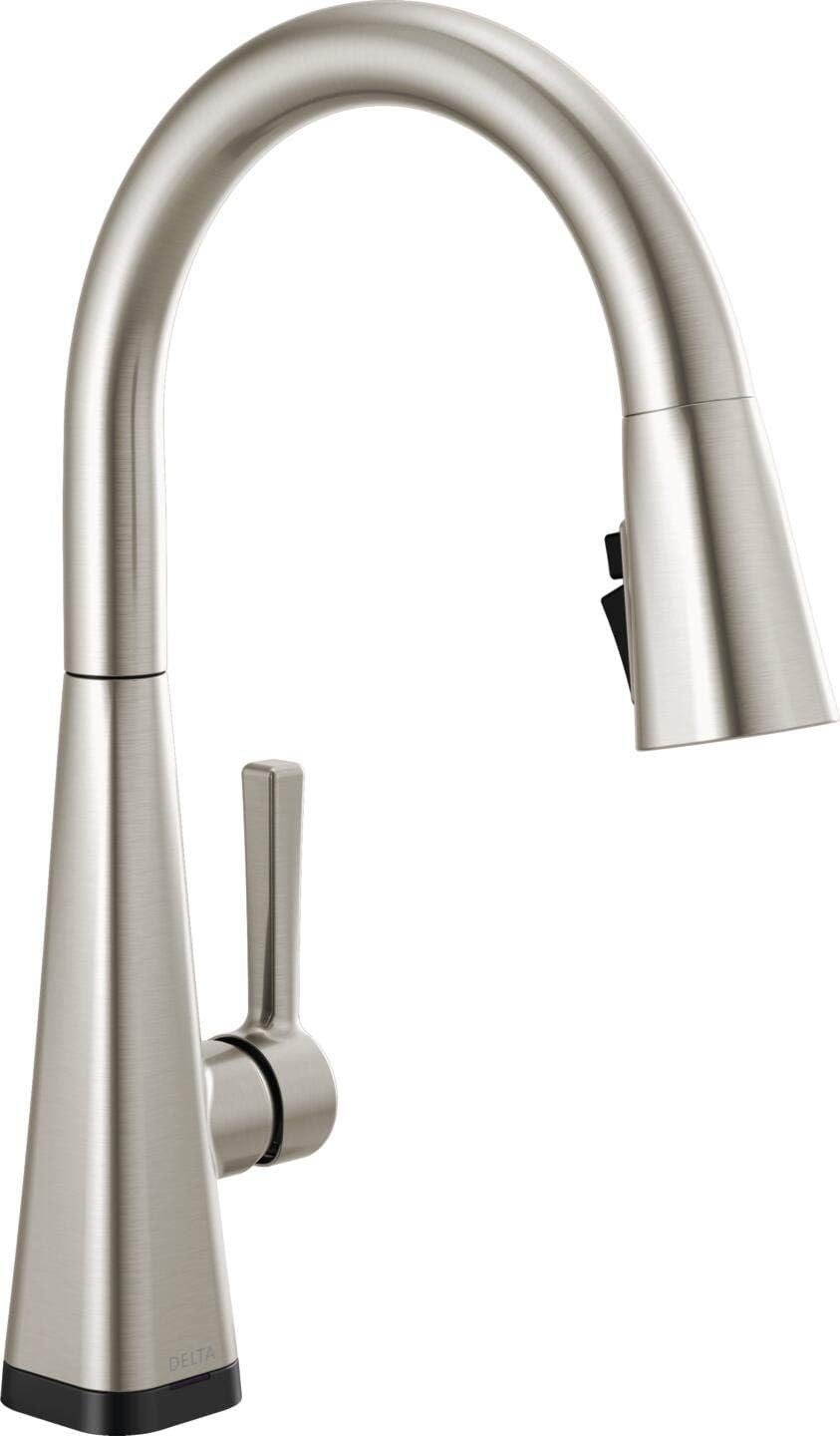 Delta Faucet Lenta Touch Kitchen Faucet Brushed Nickel, Kitchen Sink Faucets with Pull Down Sprayer, Touch2O Technology, SpotShield Stainless 19802TZ-SP-DST