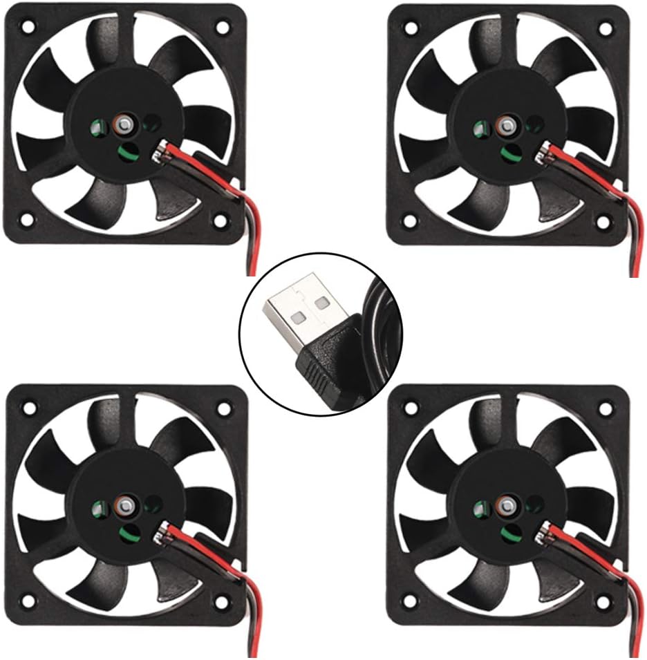 50mm Fan 5V USB Brushless DC Cooling Fan, 4 Pack Speed 4200 RPM Fan for Small Appliances Series Replacement (4 PCS 5010 5V USB)