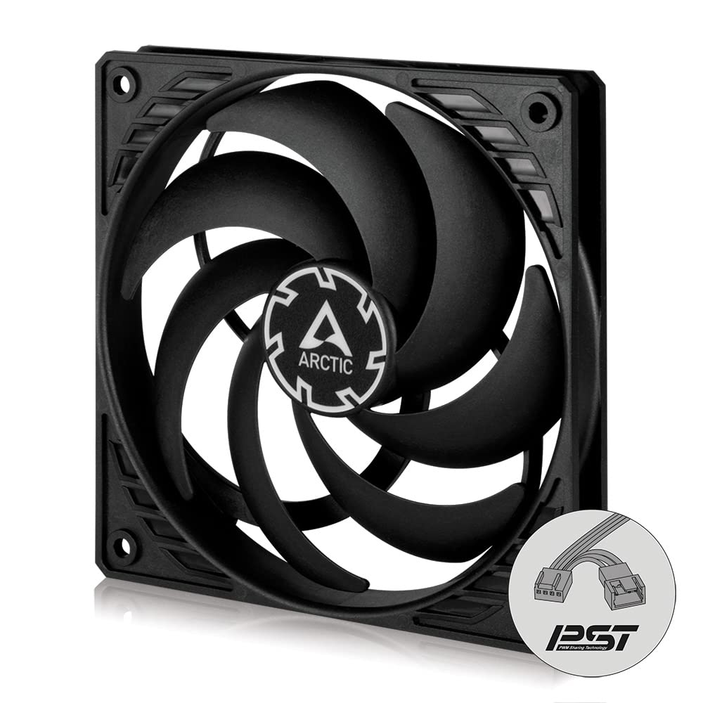 ARCTIC P12 Slim PWM PST - 120 mm Case Fan with PWM Sharing Technology (PST), Pressure-optimised, Quiet Motor, Computer, Extra Slim, 300-2100 RPM - Black