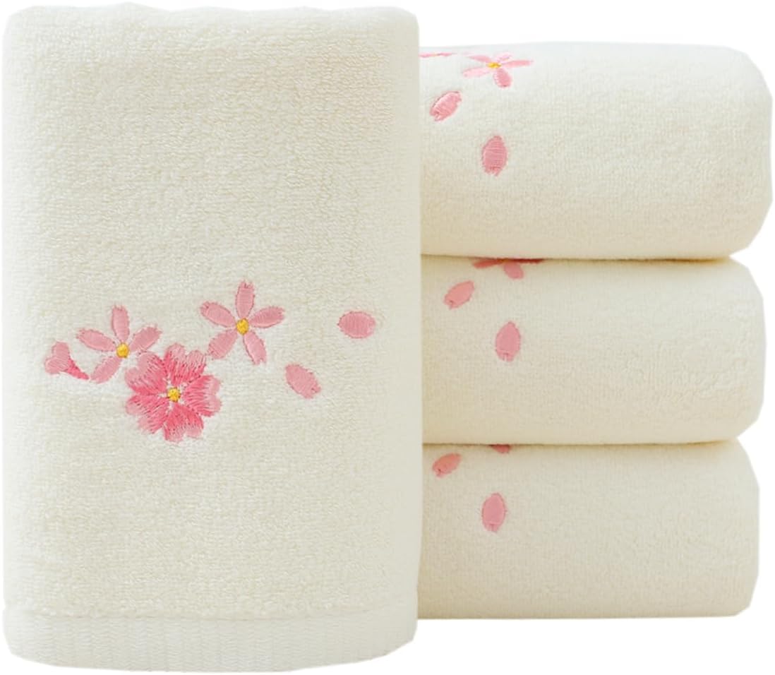 I've been wanting to get a new pair of cute, pretty hand towels to brighten the bathroom and these are perfect. They're a lovely light shade of pink and I really like the cute little stitched flower design near the bottom. They're soft, fluffy, and absorbent as well.