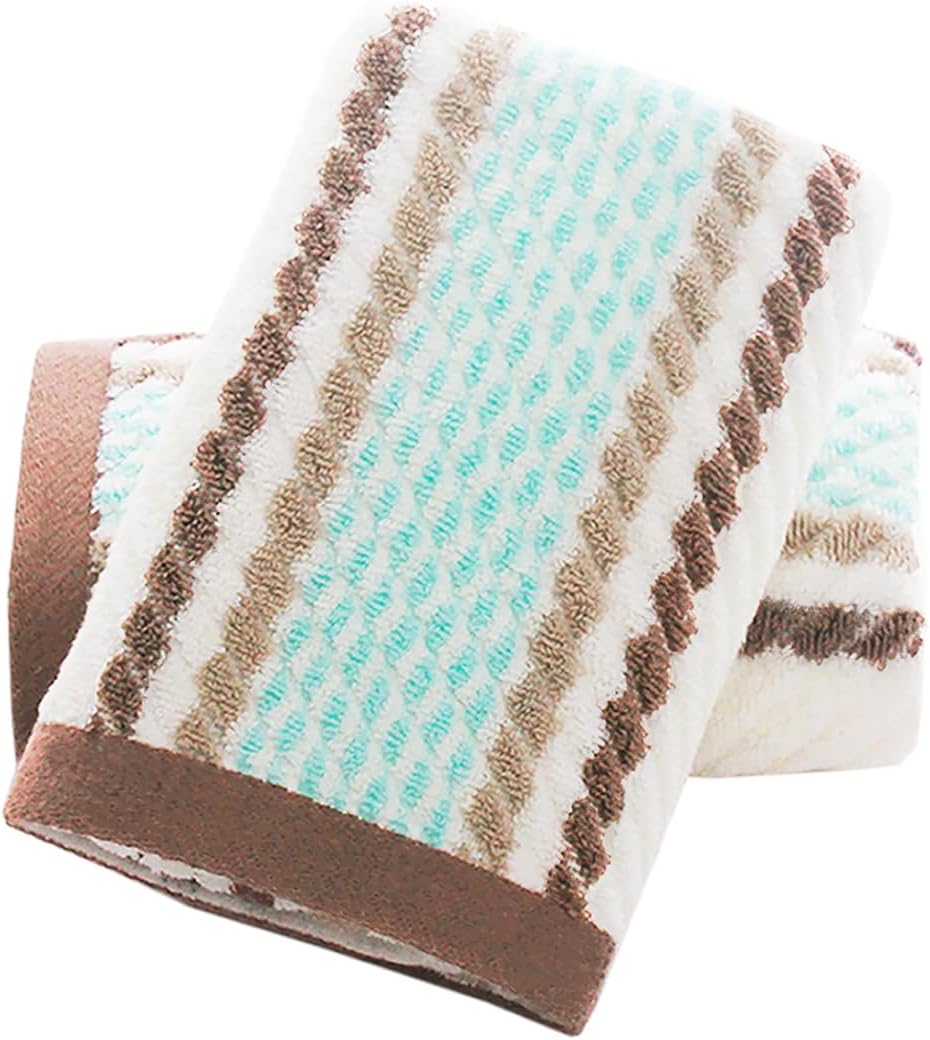 Pidada Hand Towels Set of 2 Striped Pattern 100% Cotton Soft Absorbent Decorative Towel for Bathroom 13.4 x 29.5 Inch (Brown)