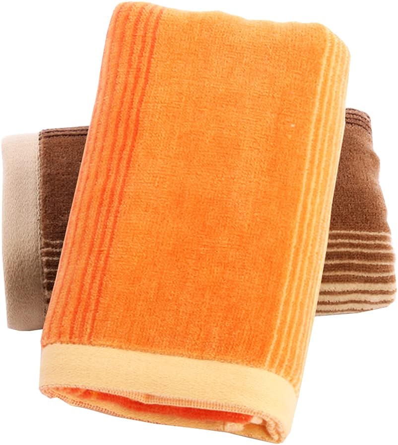 Pidada Hand Towels Set of 2 Striped Pattern 100% Cotton Soft Decorative Towel for Bathroom 13.8 x 29.5 Inch (Orange and Brown)