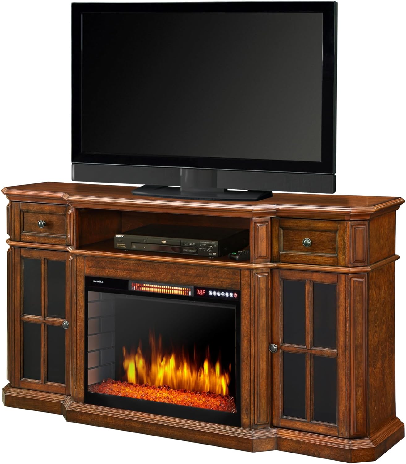 Sinclair 60 Media Fireplace w/LED Lights and Bluetooth