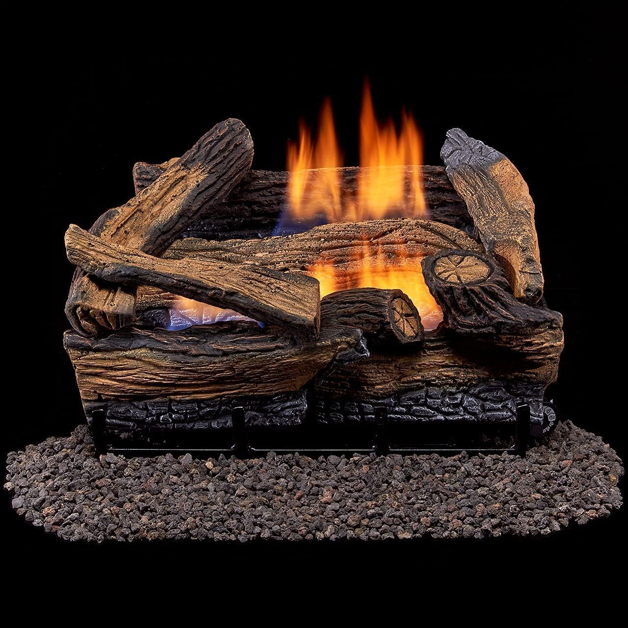 Duluth Forge DLS-18R-1 Dual Fuel Ventless Fireplace Logs Set with Remote Control, Use with Natural Gas or Liquid Propane, 30000 BTU, Heats up to 1000 Sq. Ft, Split Red Oak, 18 Inches