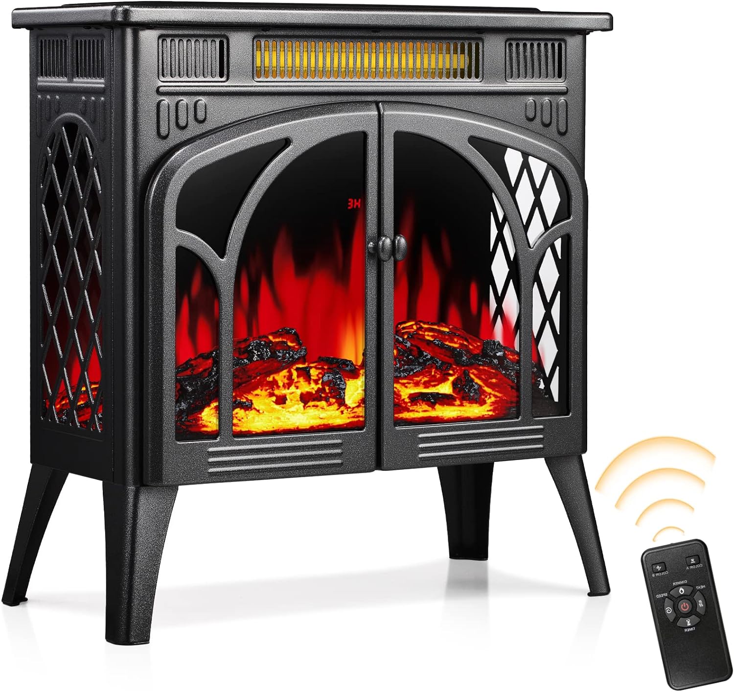 Xbeauty Electric Fireplace Heater Infrared Fireplace Stove with 3D Flame Effect, 5100BTU Electric Fireplace with Remote Control