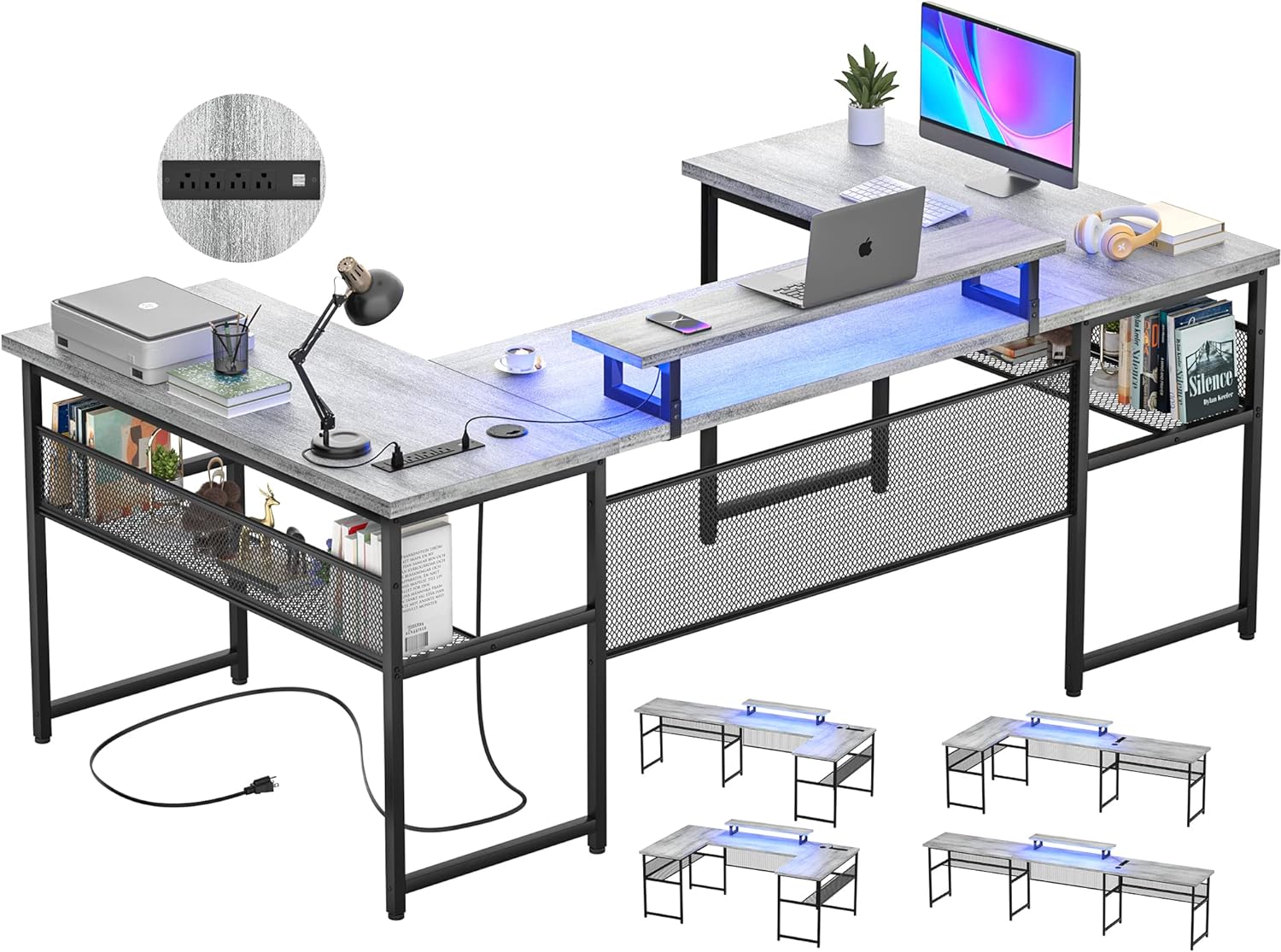 Apart from the very easy to confuse assembly steps (some things aren't reversible and are easy to get backwards), the assembly went well even without a helper.Pros: - Very sturdy when fully assembled and bolts are tightened - Ample desk space - Looks great with LEDs - very dim LEDs make 