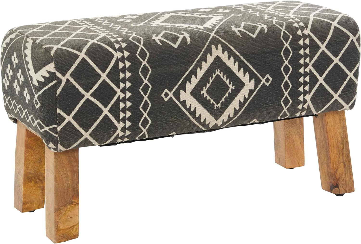 Deco 79 Wood Tribal Bench with Wood Legs, 33 x 15 x 18, Black