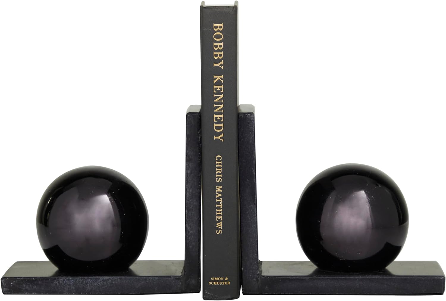 CosmoLiving by Cosmopolitan Marble Orb Bookends, Set of 2 7 W, 6 H, Black