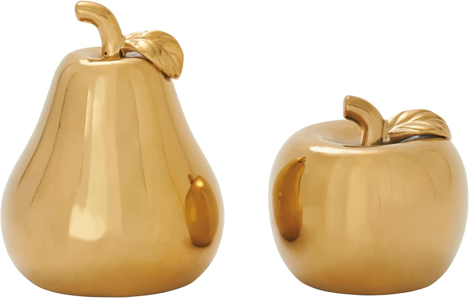 Deco 79 Ceramic Fruit Decorative Sculpture, Set of 2 7, 9H, Gold