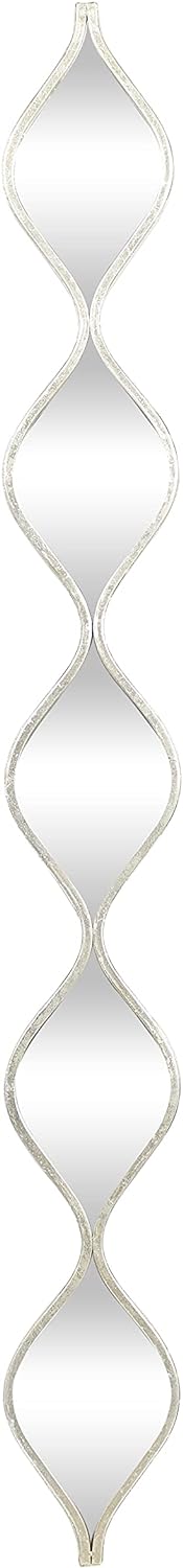 Deco 79 Metal Slim Stacked Chain 5 Layer Wall Mirror with Tear Drop Pattern and Foil Detailing, 7 x 1 x 58, Silver