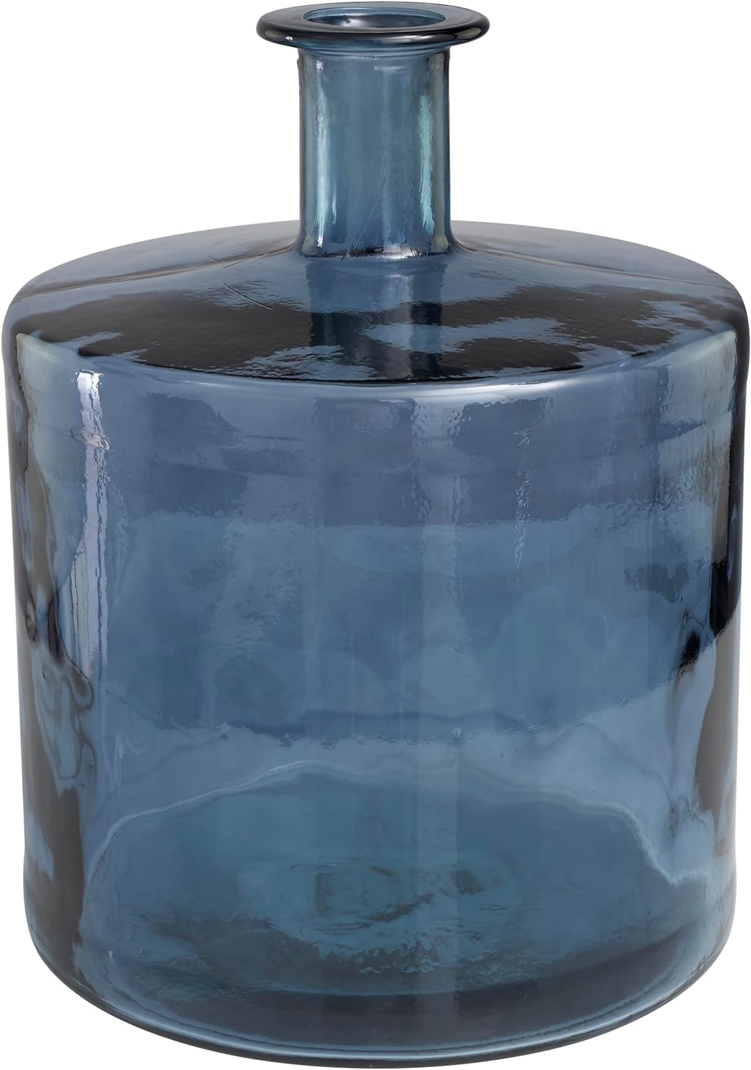 Deco 79 Recycled Glass Handmade Spanish Bottleneck Vase, 14 x 14 x 18, Blue