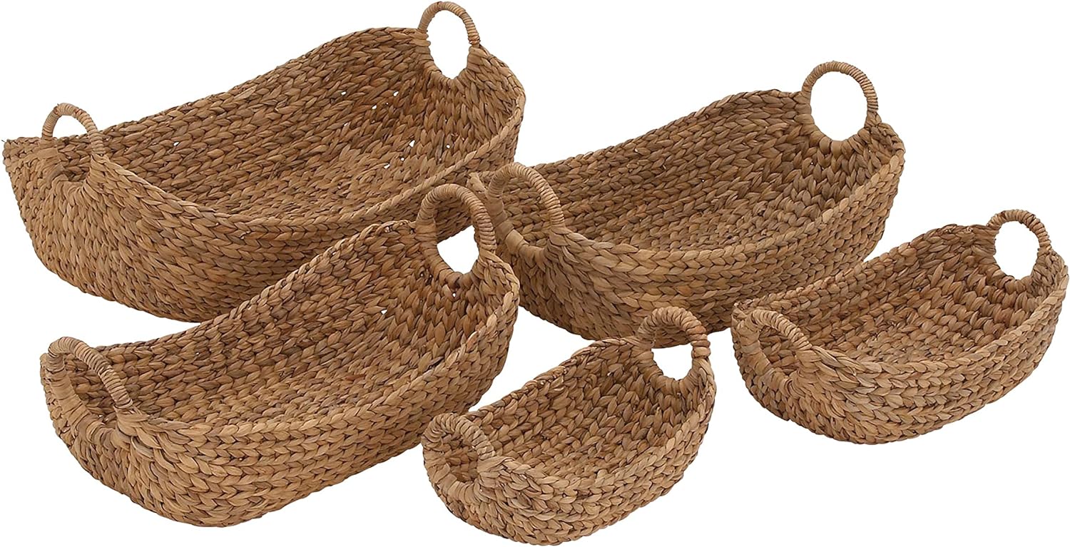 Dried Plant Oval Storage Basket, Set of 5 23, 21, 19, 16, 12W, Brown