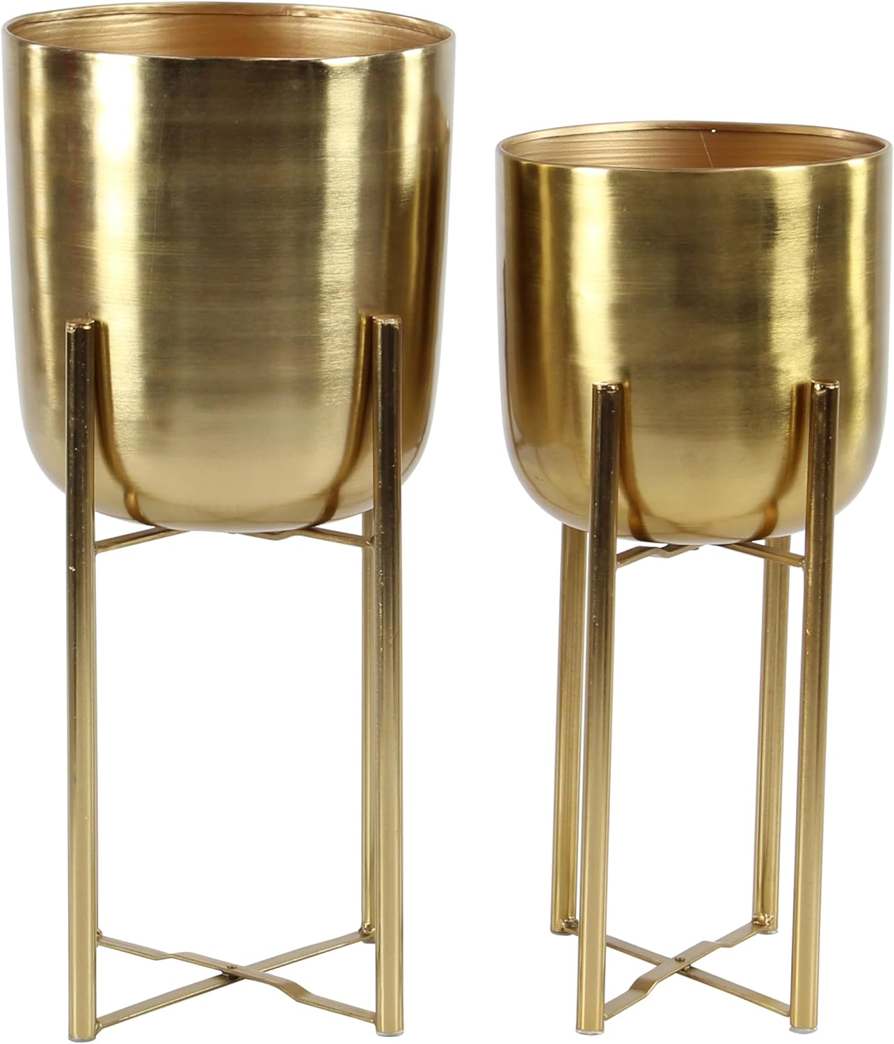 CosmoLiving by Cosmopolitan Metal Dome Planter with Removable Stand, Set of 2 19, 22H, Gold