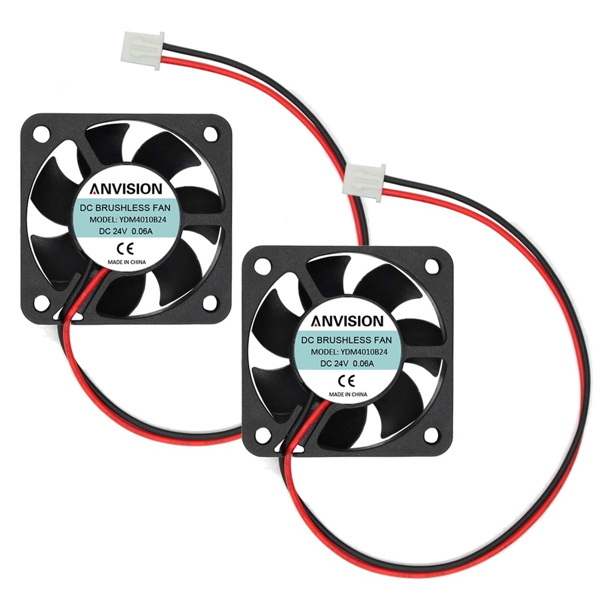 2-Pack DC 24V 40mm x 10mm Brushless Cooling Fan, Dual Ball Bearing, 2 Pin