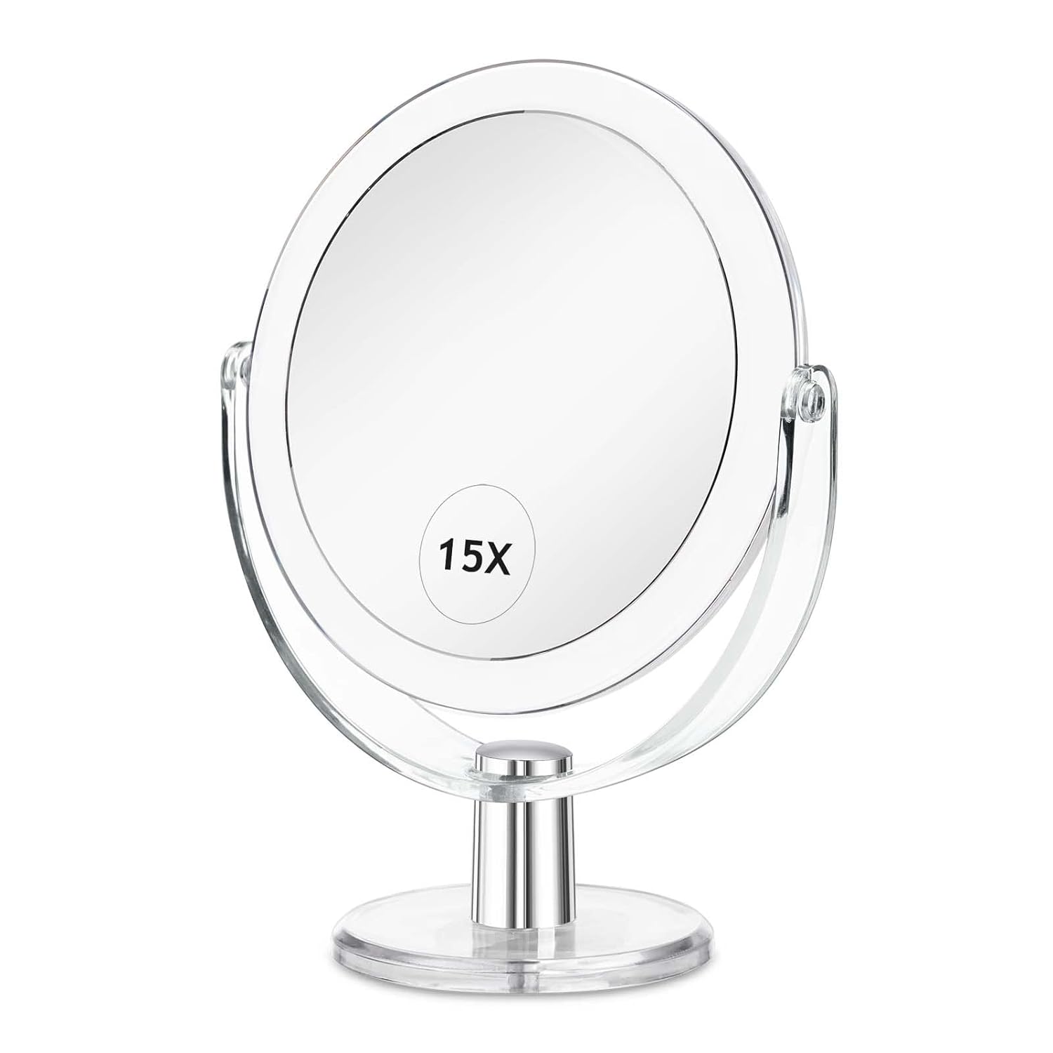 Vanity Mirror Makeup Mirror with Stand, 1X/15X Magnification Double Sided 360 Degree Swivel Magnifying Mirror, 6.25 Inch Portable Table Desk Counter top Mirror Bathroom Shaving Mirror