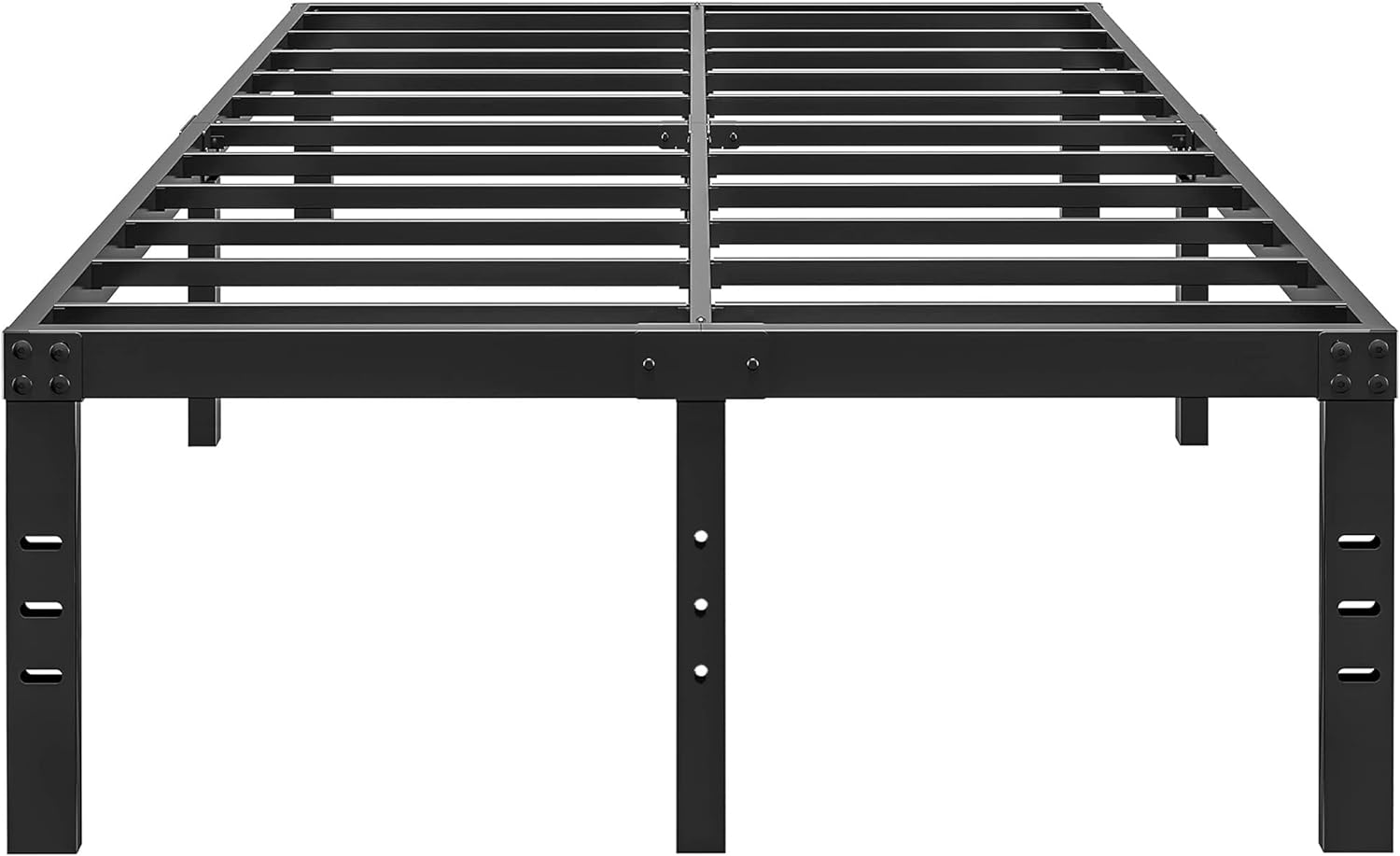 18 Inch Metal Bed Frame Queen Size - Black Basic Steel Slats Platform, Easy Assembly Heavy Duty Noise Free Bedframes, No Box Spring Needed