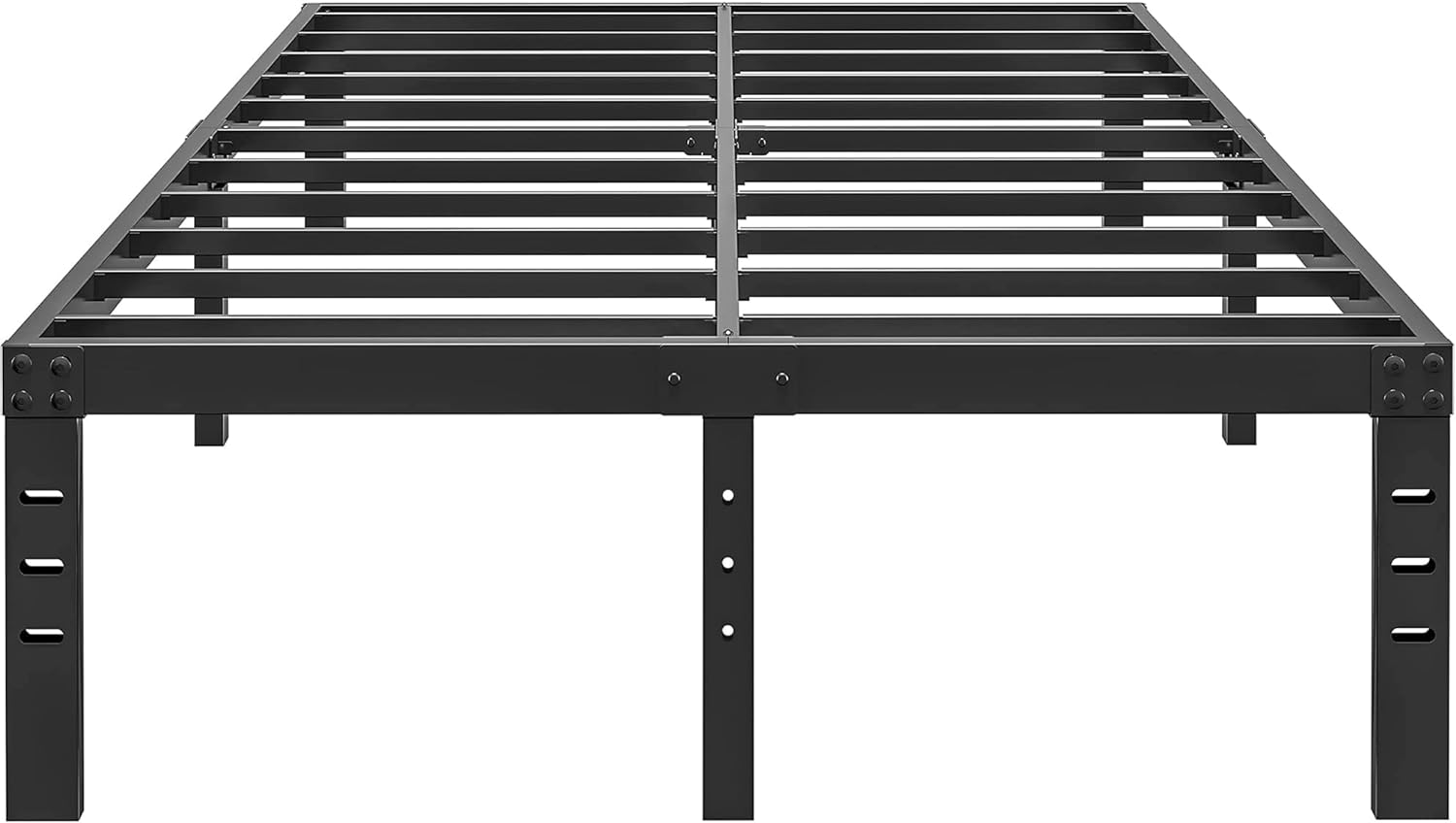 14 Inch Metal Full Size Bed Frame No Box Spring Needed - Easy Assembly Heavy Duty Noise Free Narrow Bedframes - Double Black Basic Steel Slats Platform with Storage