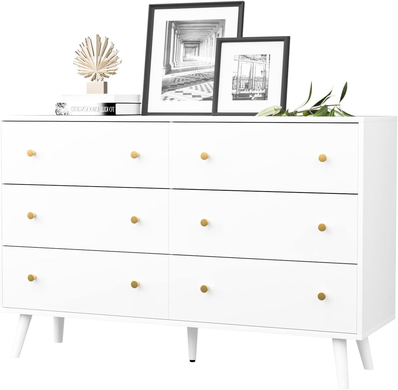The sleek lines and appealing simplicity of this piece completely revamped the appearance of my bedroom in an instant. While the gold knobs on each drawer provide a stylish contrast and contribute to the overall luxury atmosphere, the white finish lends an air of elegance to the piece of furniture. It is an easy complement to the furniture and dcor that are already in my bedroom, and it helps to tie the entire area together in a way that is visually pleasing. The dresser has a surprising amount