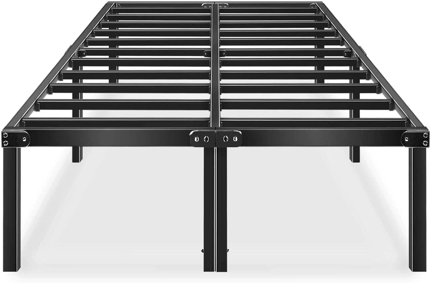 HAAGEEP 18 Inch Queen Bed Frame No Box Spring Needed High Platform Bedframes with Storage Size Black Metal