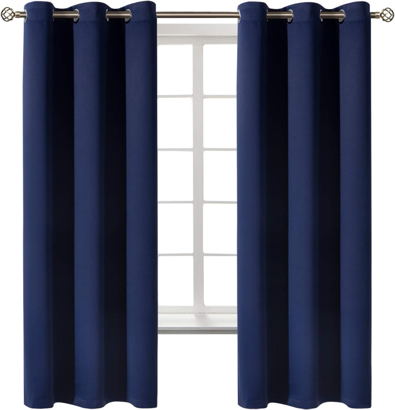 BGment Blackout Curtains for Bedroom - Grommet Thermal Insulated Room Darkening Curtains for Living Room, Set of 2 Panels (42 x 63 Inch, Navy Blue)