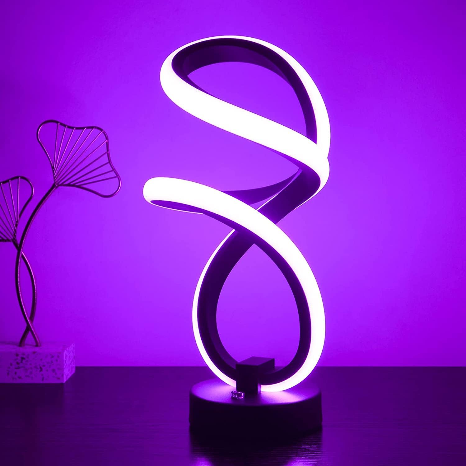 AVANLO Modern Table Lamp, RGB Touch Spiral Bedside Lamp, Unique Dimmable LED Table Lamp for Bedroom, Cool Desk Nightstand Lamps for Living Room Office Home Decor Ideal Gifts (Art Deco)