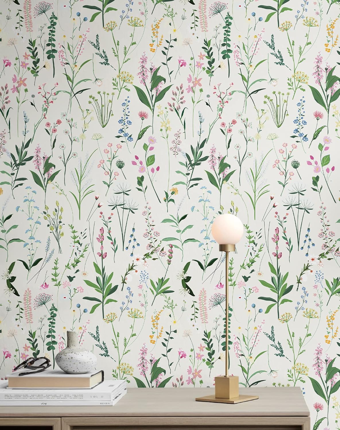 Peel and Stick Wallpaper, Self Adhesive Wallpaper for Home Bedroom Cabinets and Kitchen Countertop Peel and Stick Thicken (17.71x118, Wild Floral)