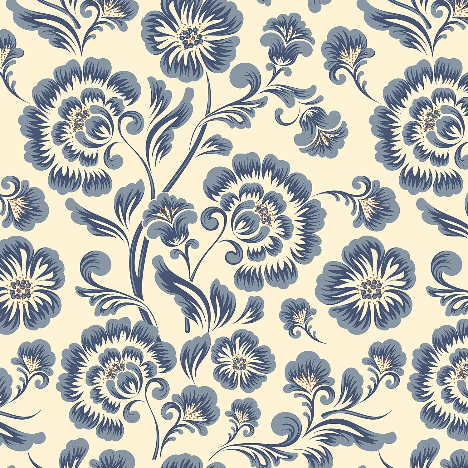 Blue Floral Wallpaper Peel and Stick Wallpaper Floral Contact Paper for Cabinets 17.3197 Wallpaper Self Adhesive Removable Wallpaper for Bathroom Sticker Pull and Stick on Wallpaper Vinyl Film