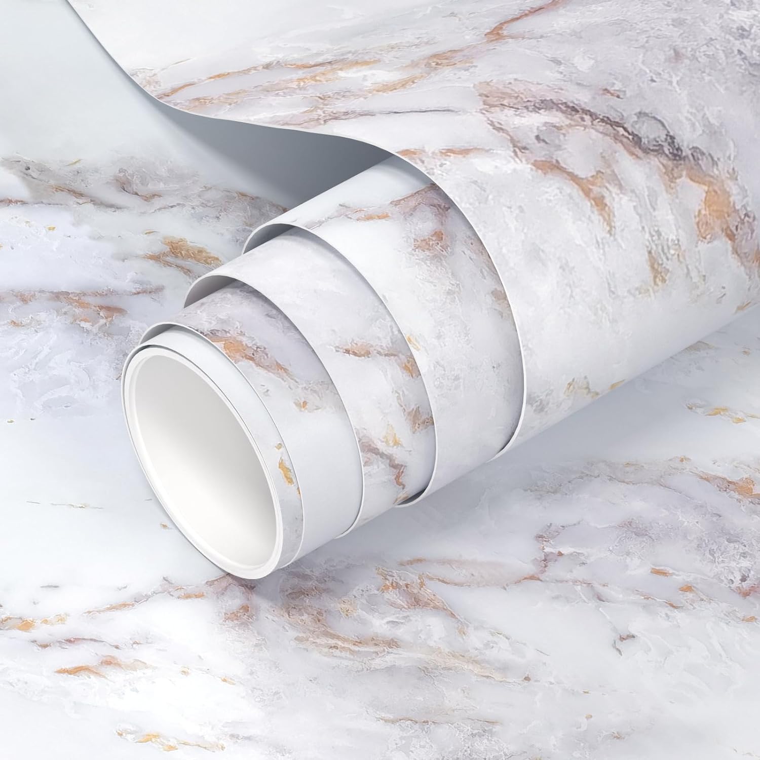 Matte White Marble Contact Paper 15.7 x 78.7 Inches Peel and Stick Wallpaper Vinyl Self Adhesive Removable Waterproof Wall Paper for Countertop Cabinet Kitchen Shelf Liner