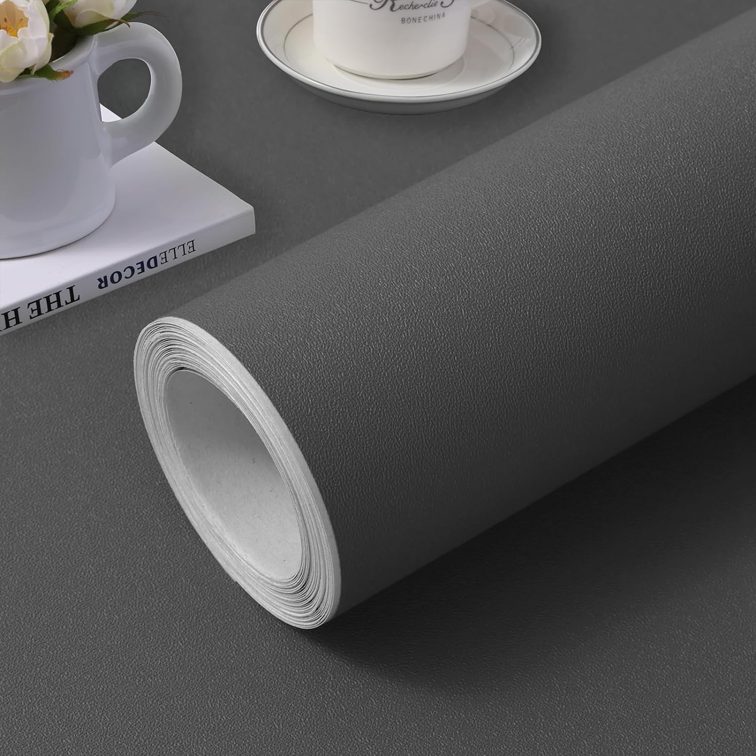 (15.7 inchx118 inch) Grey Wallpaper Self Adhesive Peel and Stick Wall Pattern for Living Room TV Wall Store Backdrops Thick Wallpaper PVC DIY Decorative Roll