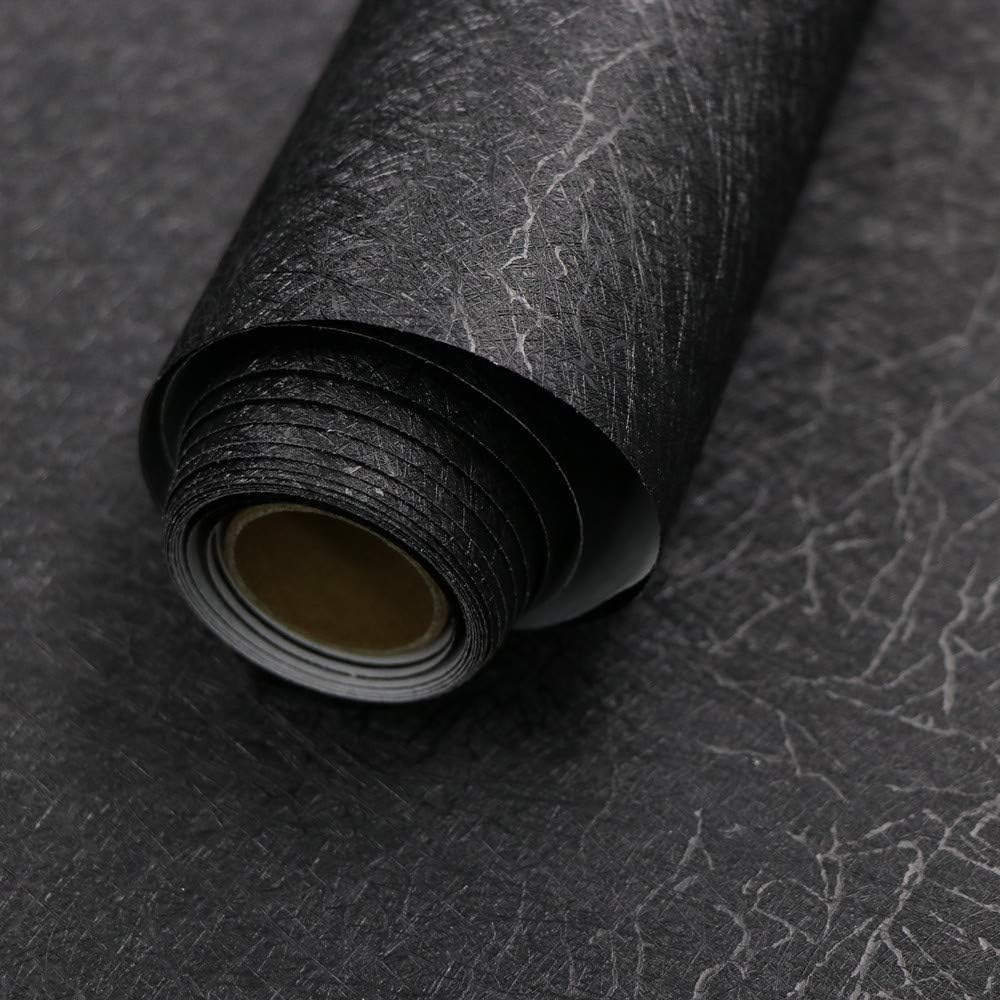 Abyssaly 15.7 X 118 Black Silk Wallpaper Embossed Self Adhesive Peel and Stick Wallpaper Removable Kitchen Wallpaper Vinyl Black Wallpaper Cabinet Furniture Countertop Paper Textured Wallpaper